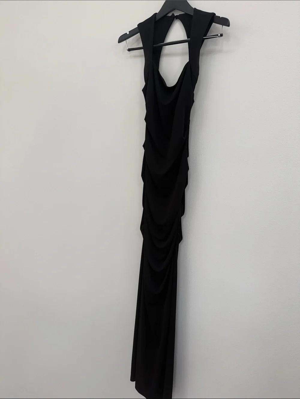Square-Neck Black Maxi Dress with Wide Straps